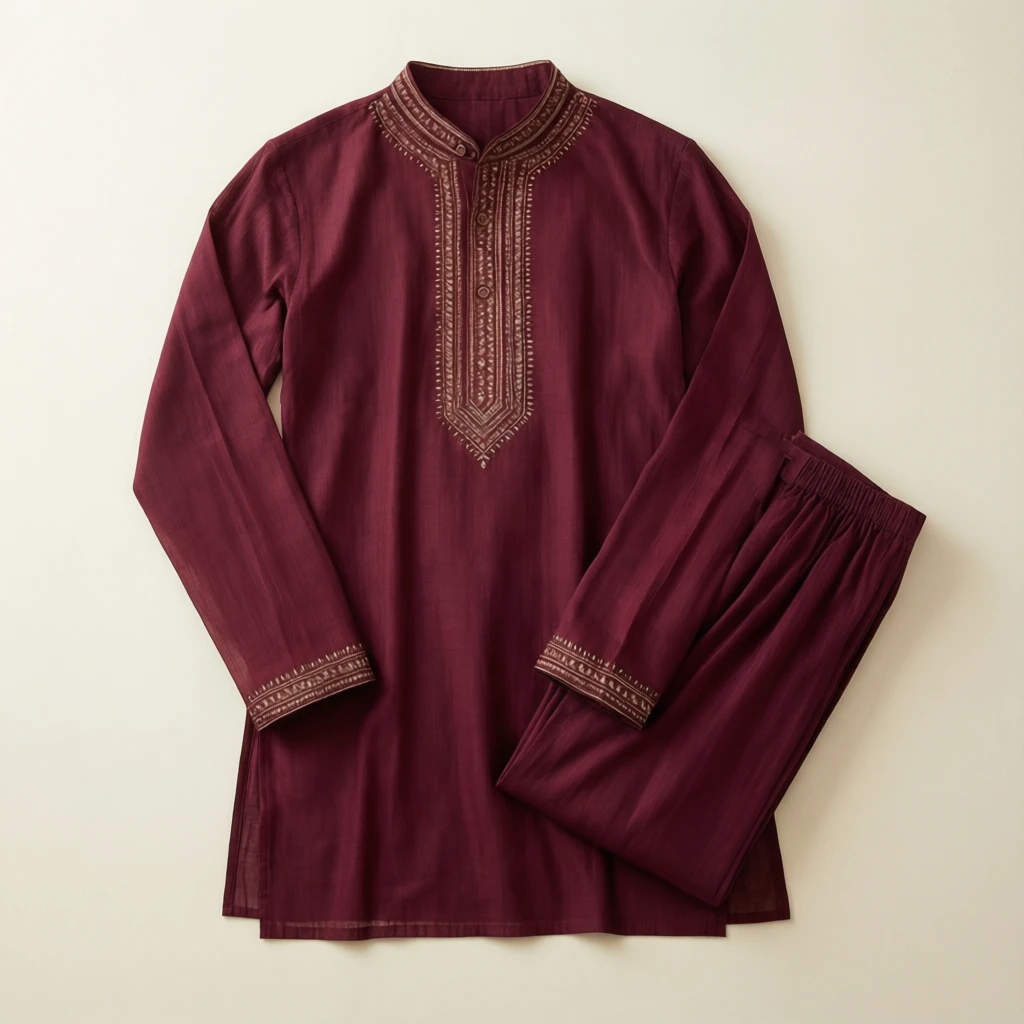Rayon Straight Kurta Set Wine