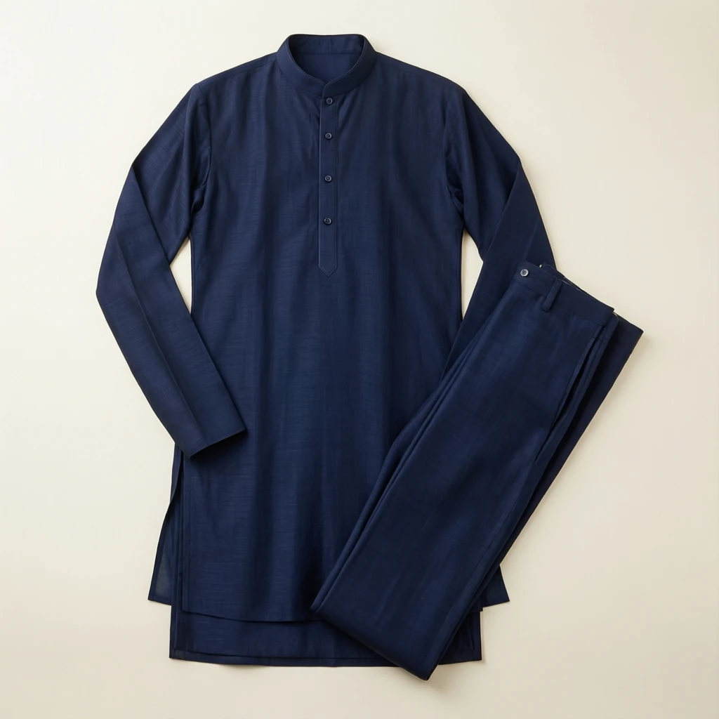 Rayon Straight Kurta Set Navy
