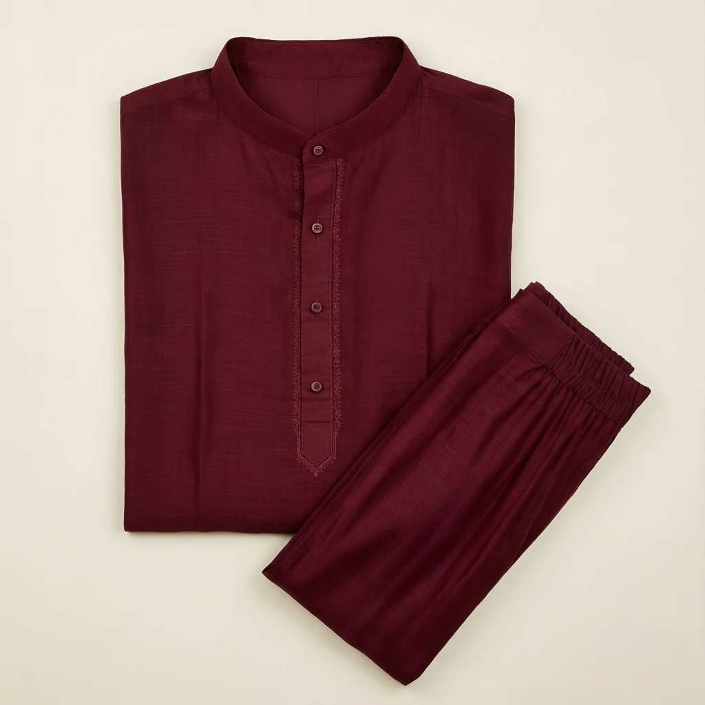 Viscose Straight Kurta Set Wine