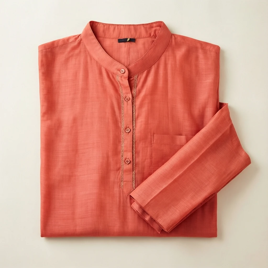 Viscose Straight Kurta Set Coral
