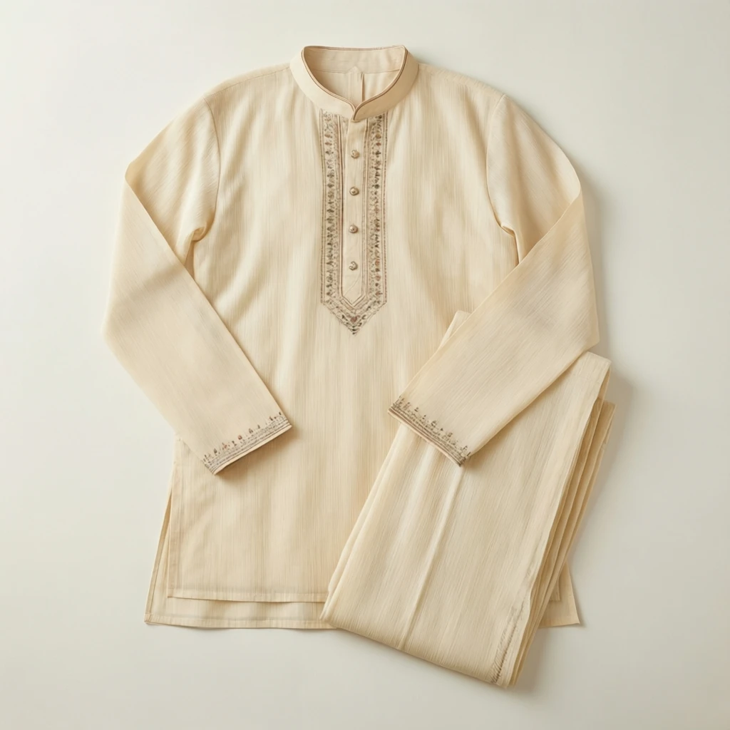 Viscose Straight Kurta Set Ecru