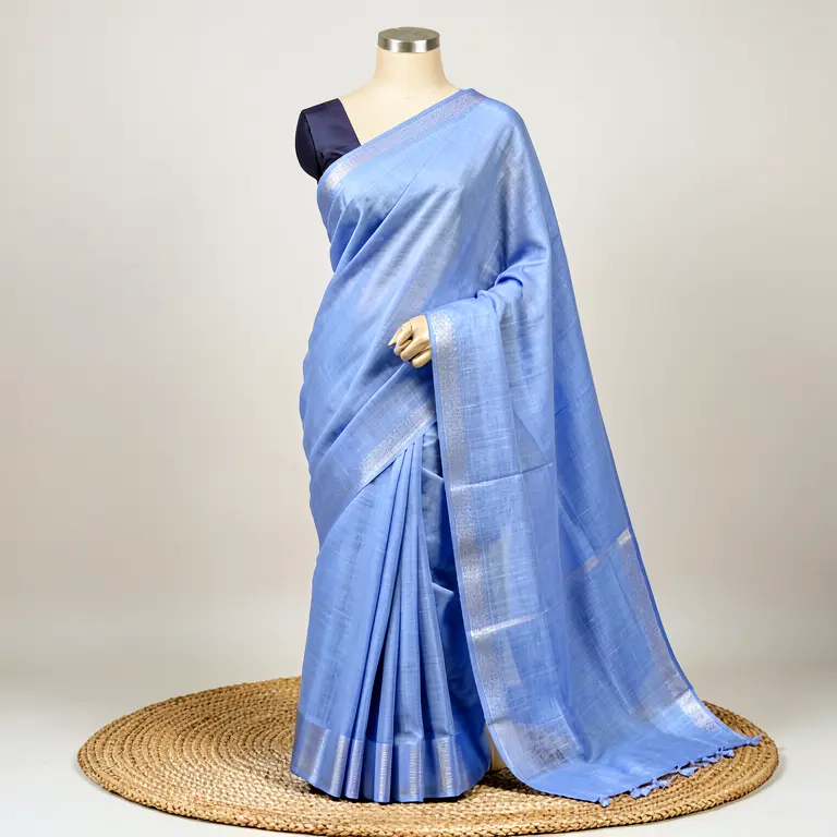 Lightweight Cotton Saree Blue