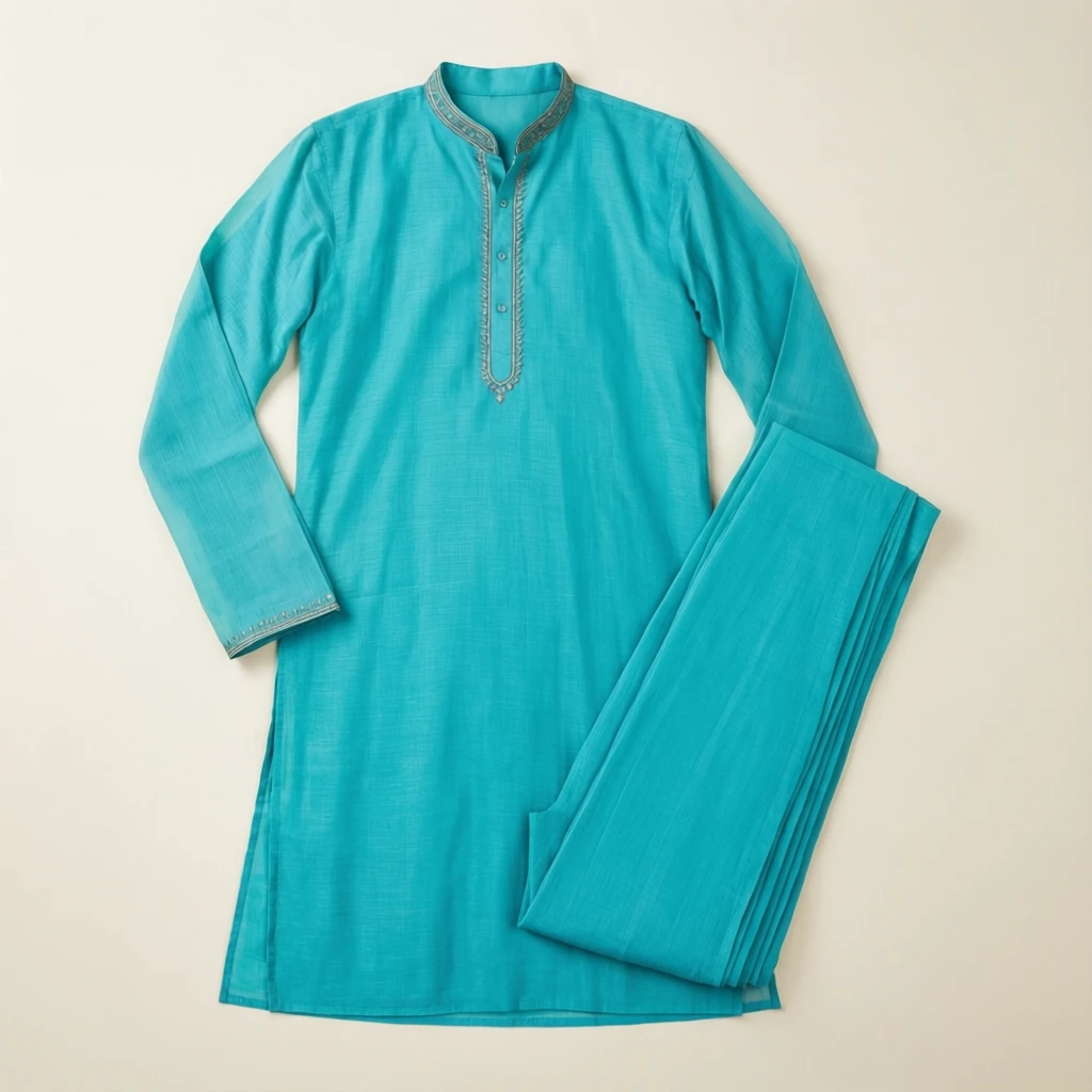 Viscose Straight Kurta Set Aqua