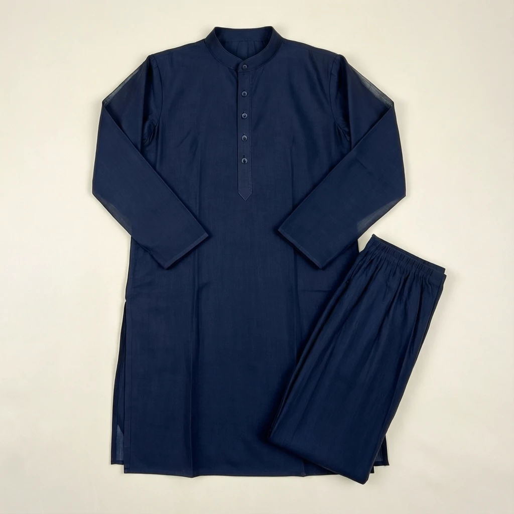 Viscose Straight Kurta Set Navy