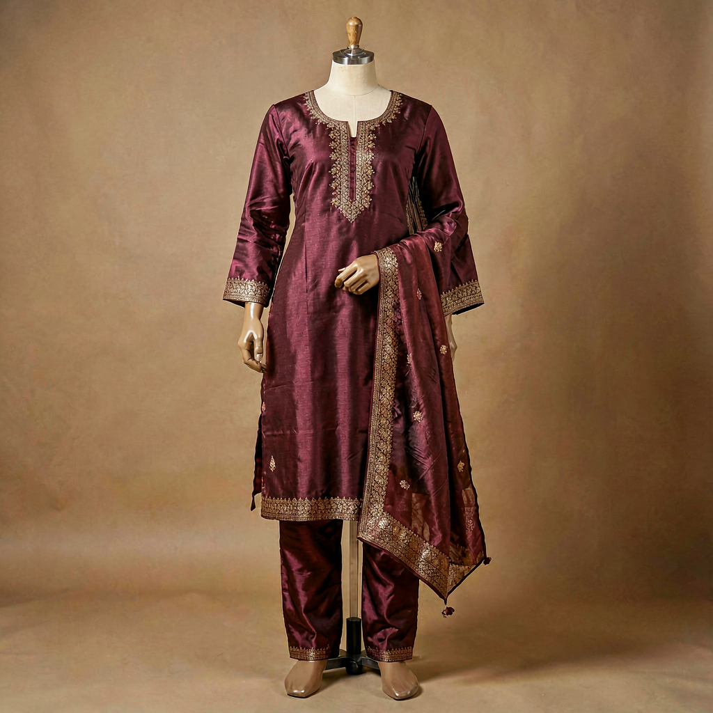 Anarkali Kurta Set - Wine