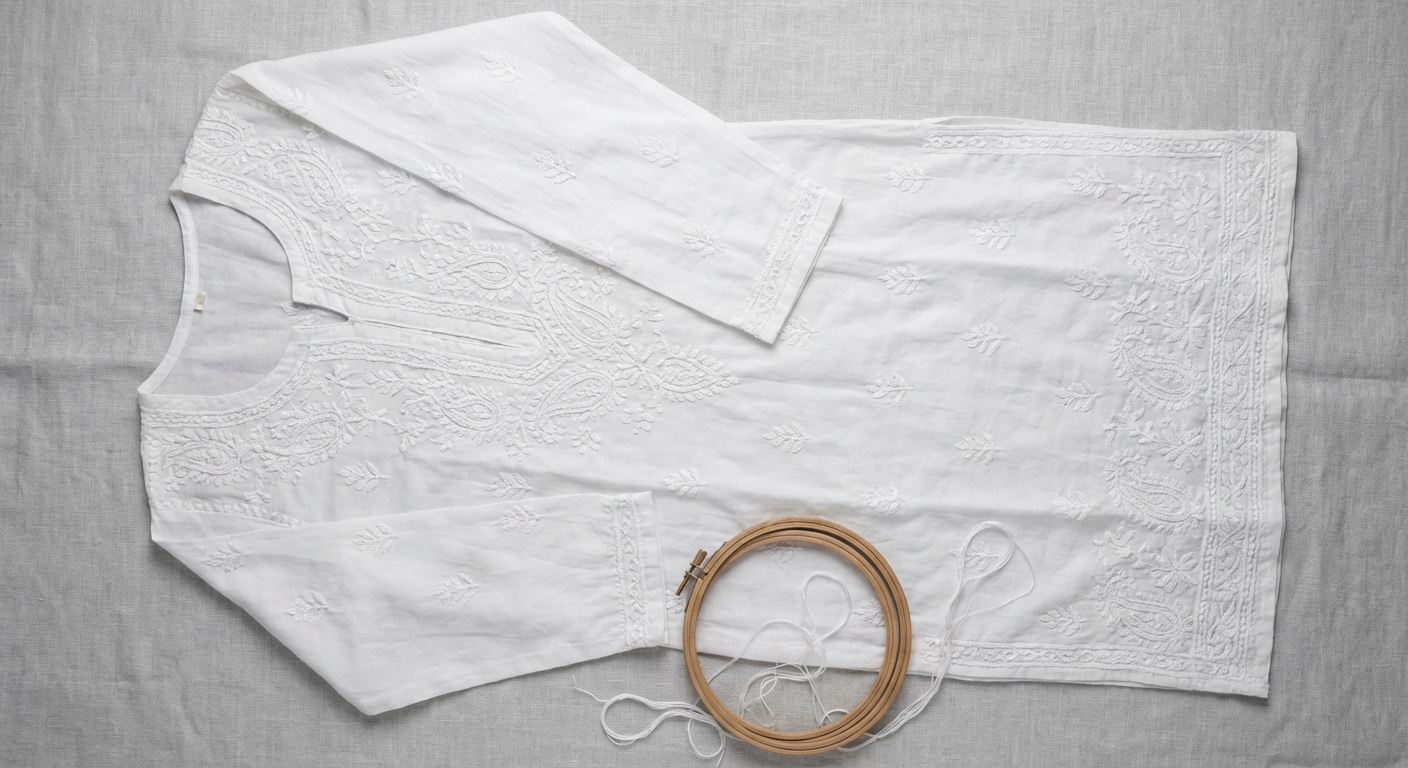Chikankari Kurta — White on White
