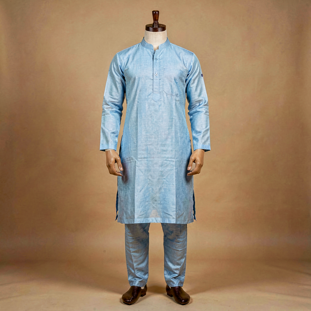 Men's Cotton Kurta - Sky Blue