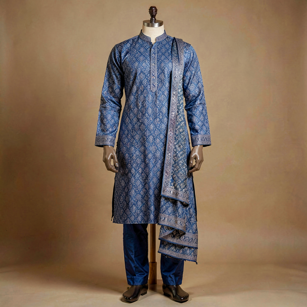 Printed Kurta Set - Ajrakh Blue