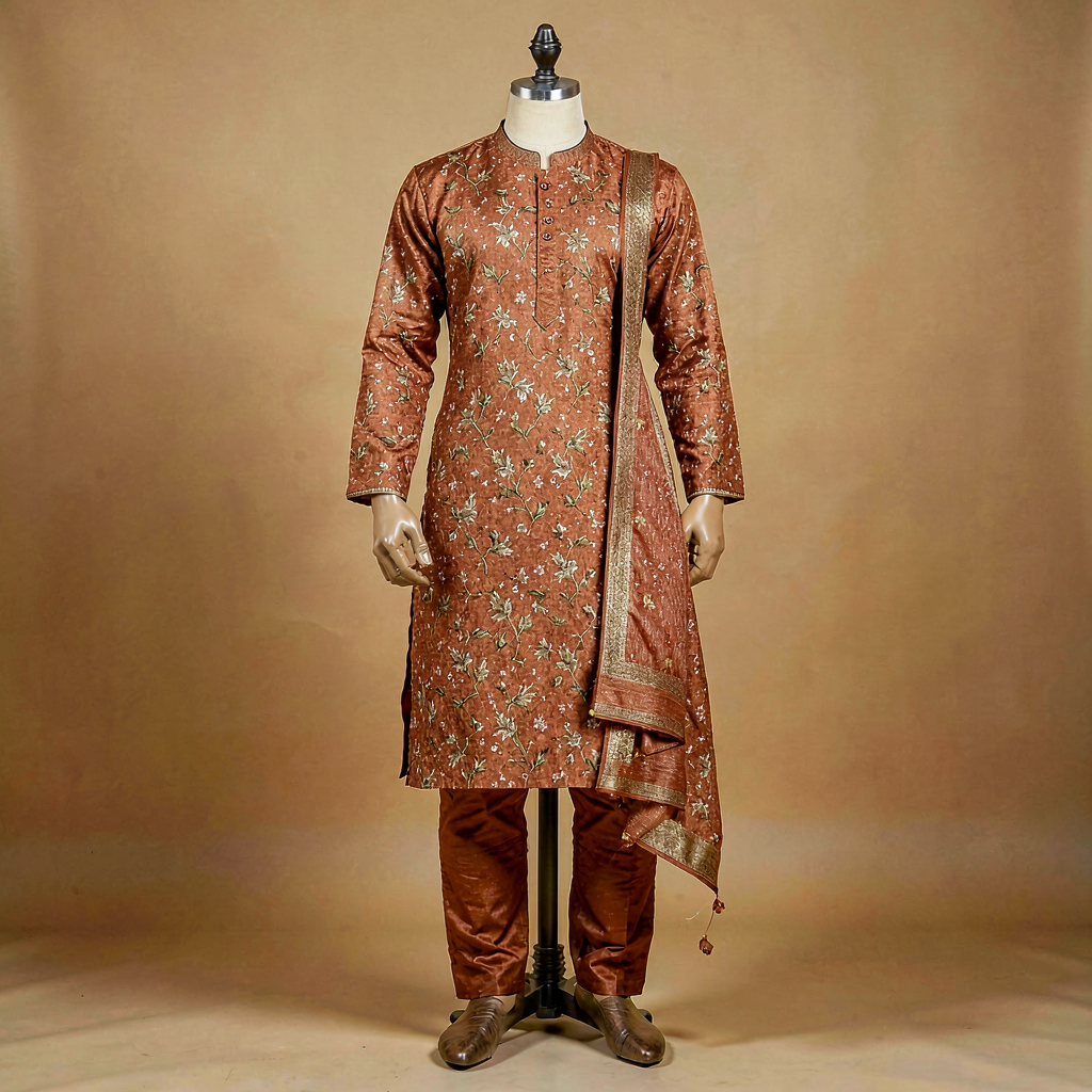 Straight Kurta - Rust Floral