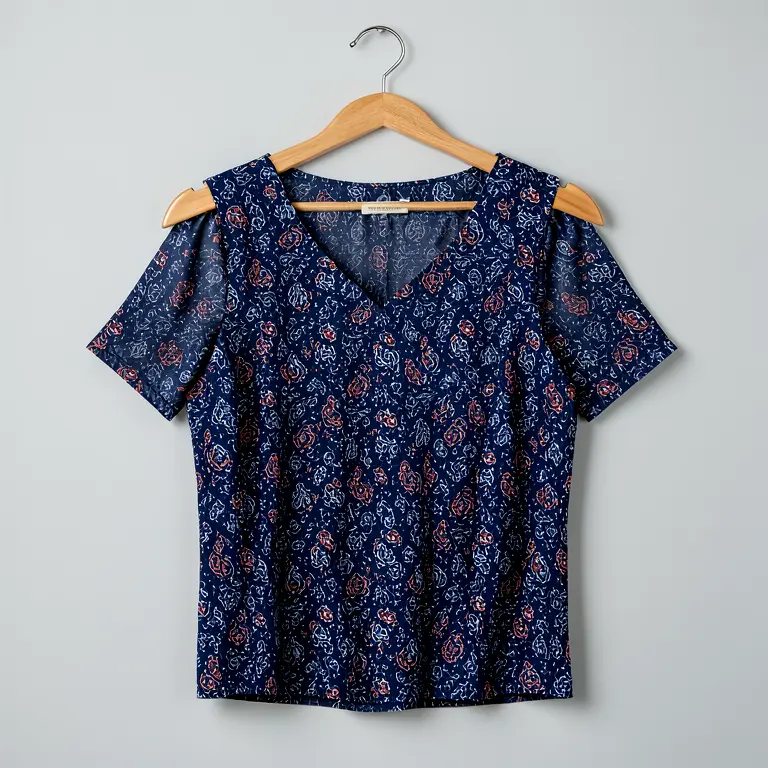 Printed Western Top Blue - Image 1