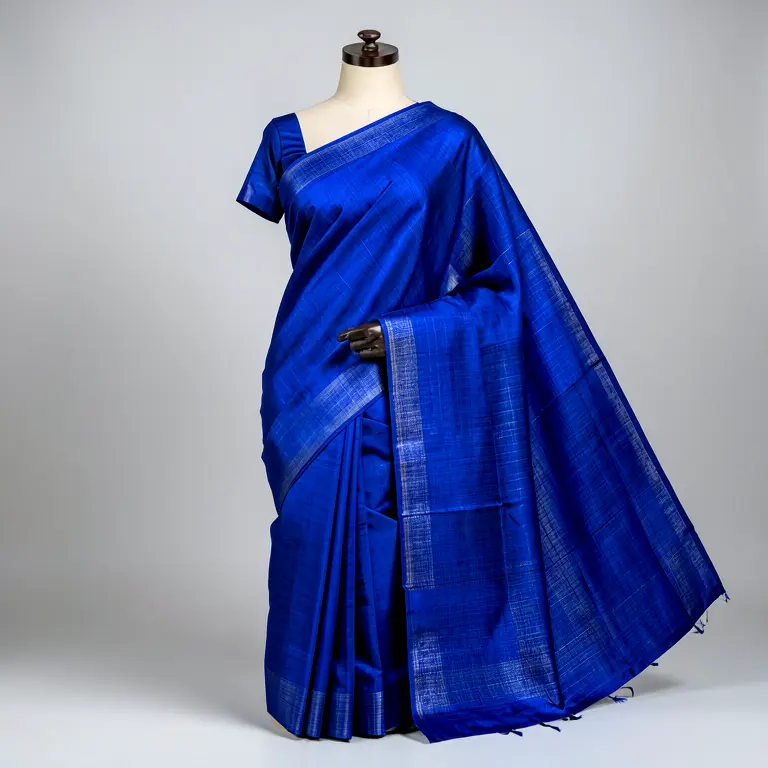 Handloom Tant Saree Blue - Image 1