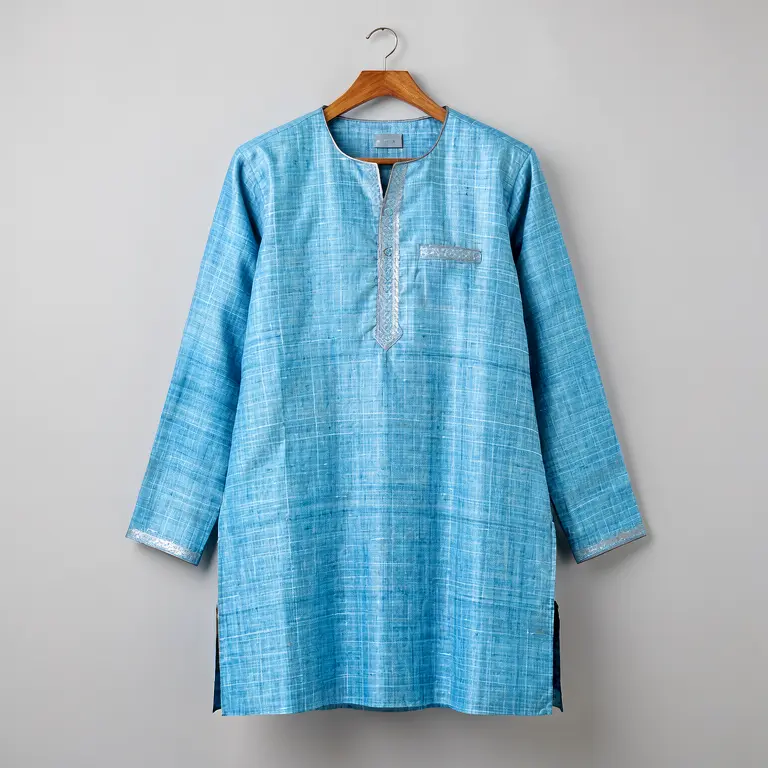 Handloom Men Kurta Blue - Image 1