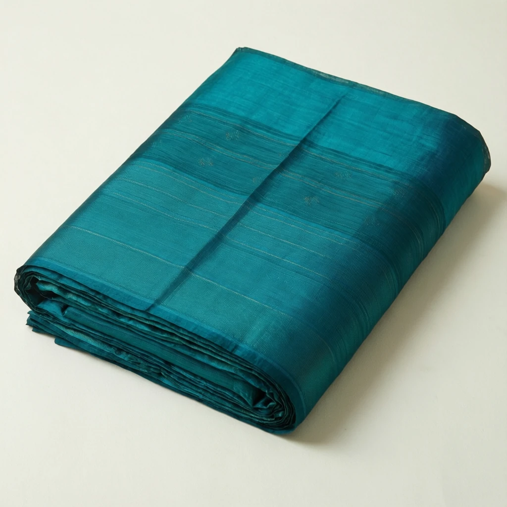 Cotton Tant Saree Teal - Image 1