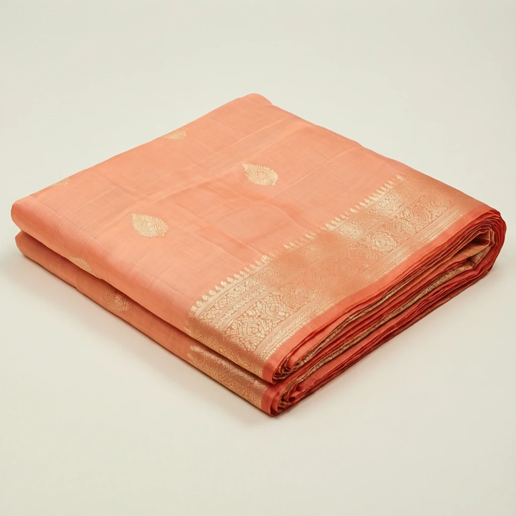 Cotton Tant Saree Peach - Image 1