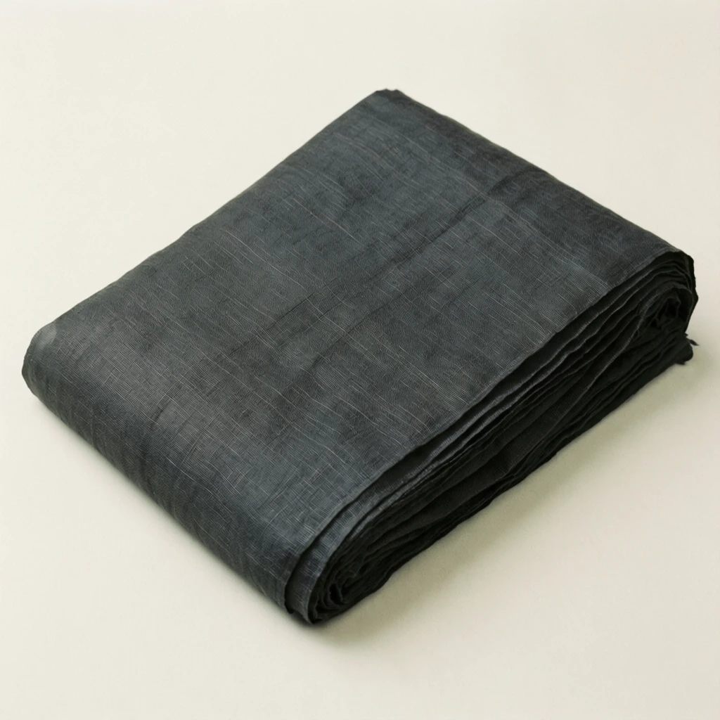 Linen Tant Saree Charcoal - Image 1