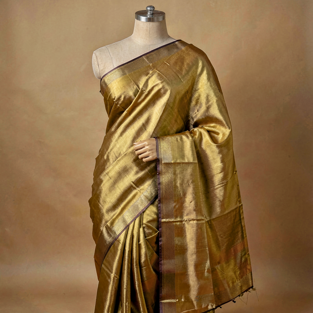 Tussar Silk Saree - Natural Gold