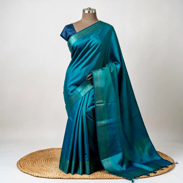 Cotton Block Print Saree Blue