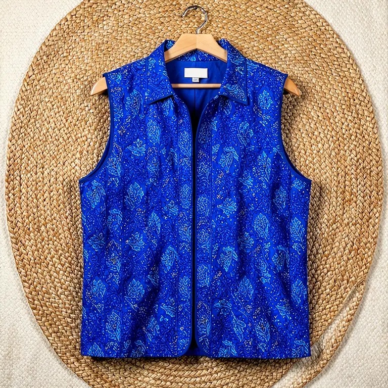 Printed Nehru Jacket Blue