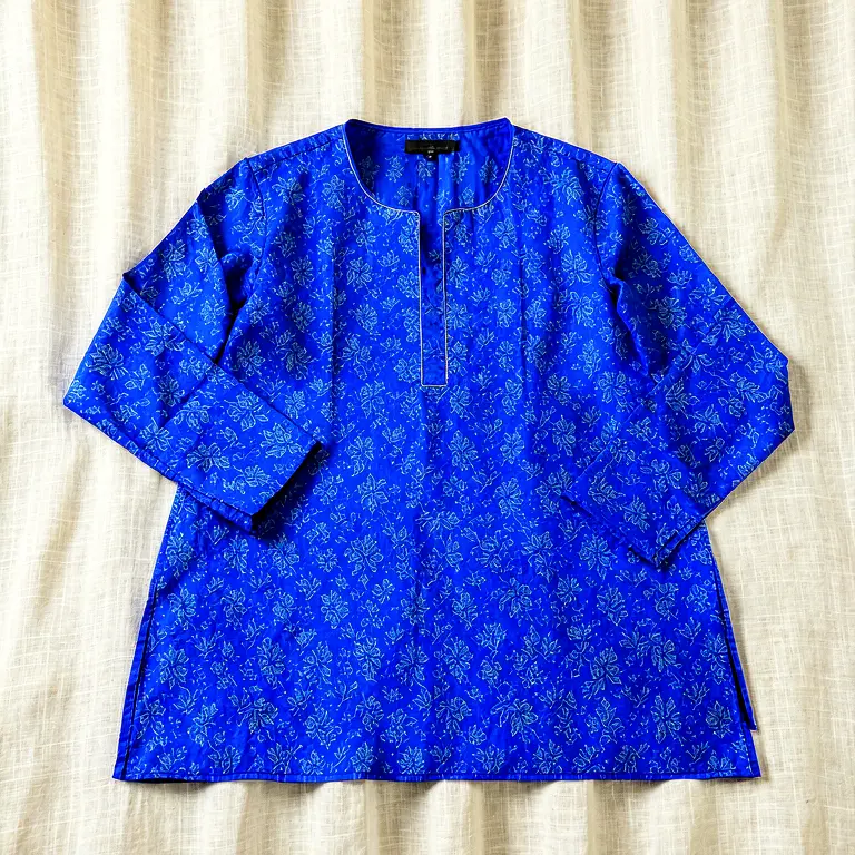 Printed Embroidered Kurti Blue