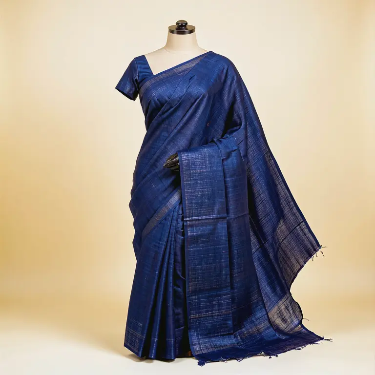 Handloom Block Print Saree Blue