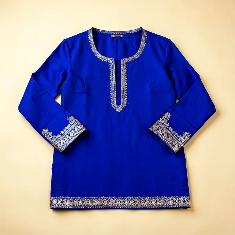 Festive Embroidered Kurti Blue
