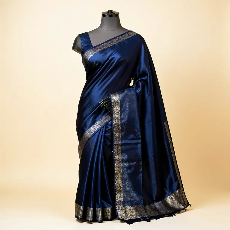 Festive Block Print Saree Blue