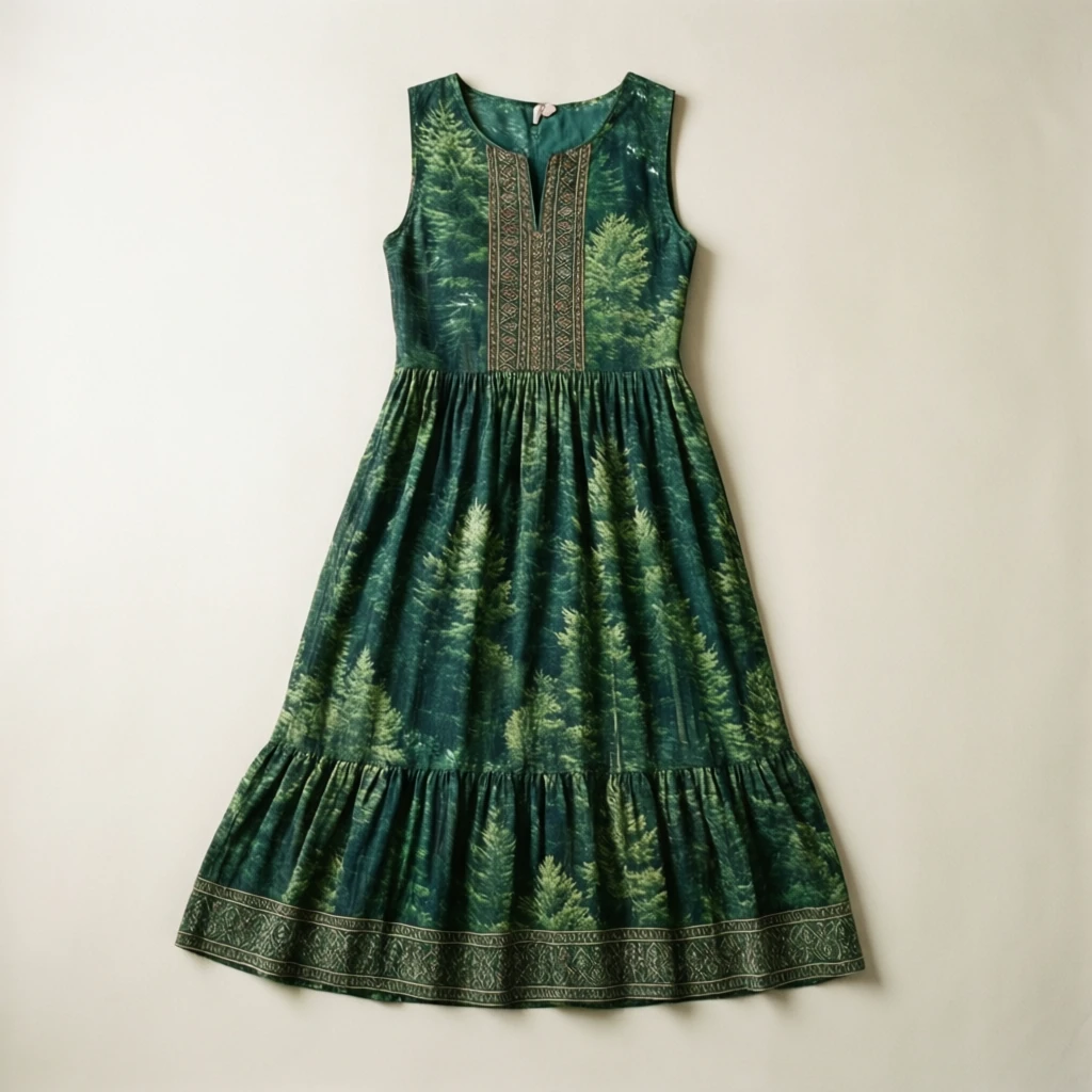 Cotton Midi Dress Forest