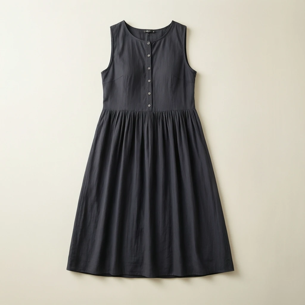 Cotton Midi Dress Charcoal