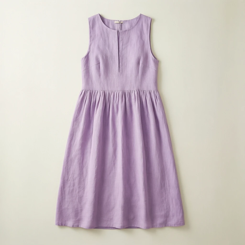 Linen Midi Dress Lilac