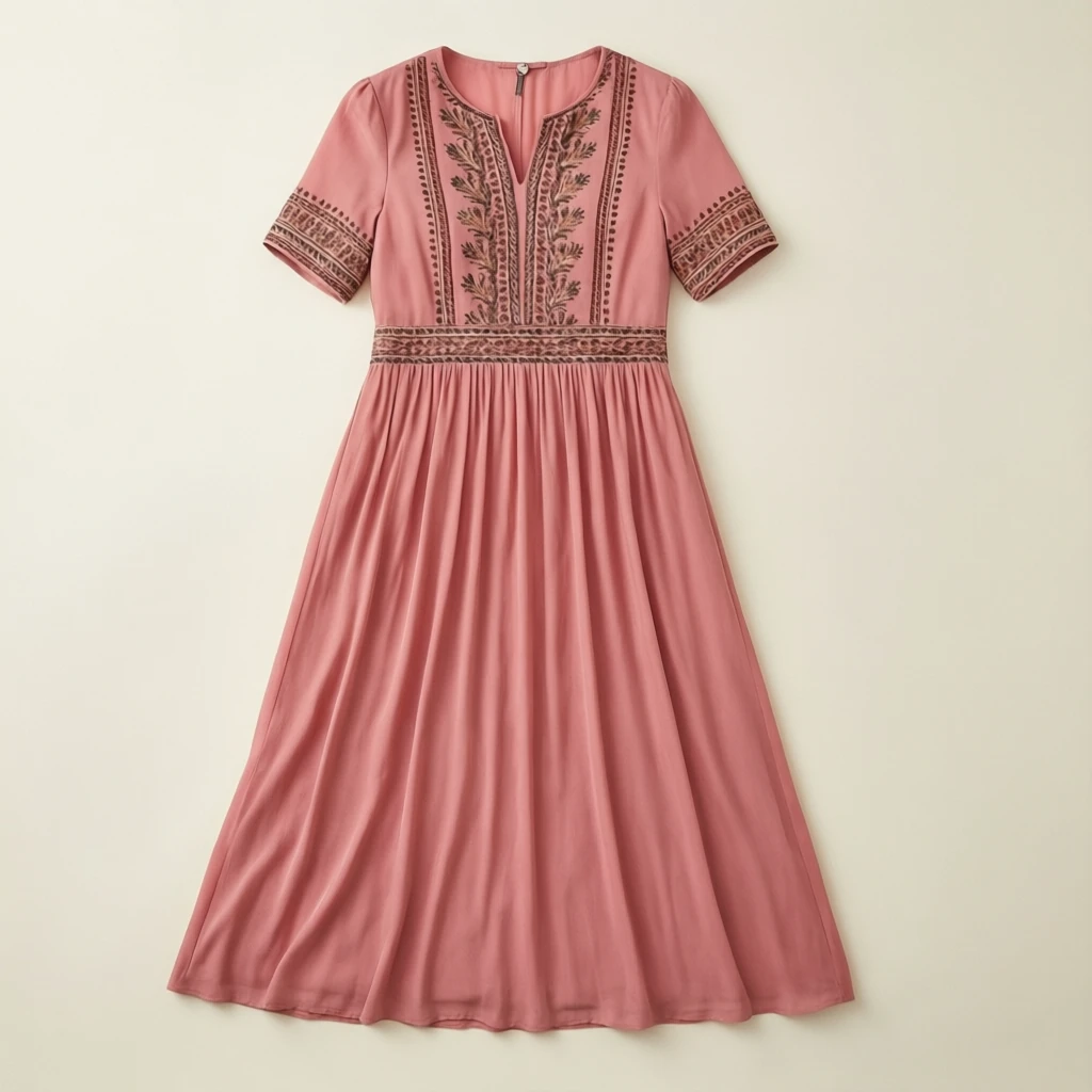 Rayon Midi Dress Dusty Pink