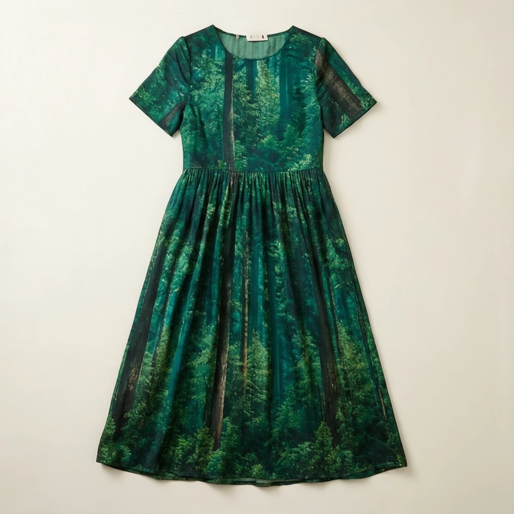 Rayon Midi Dress Forest