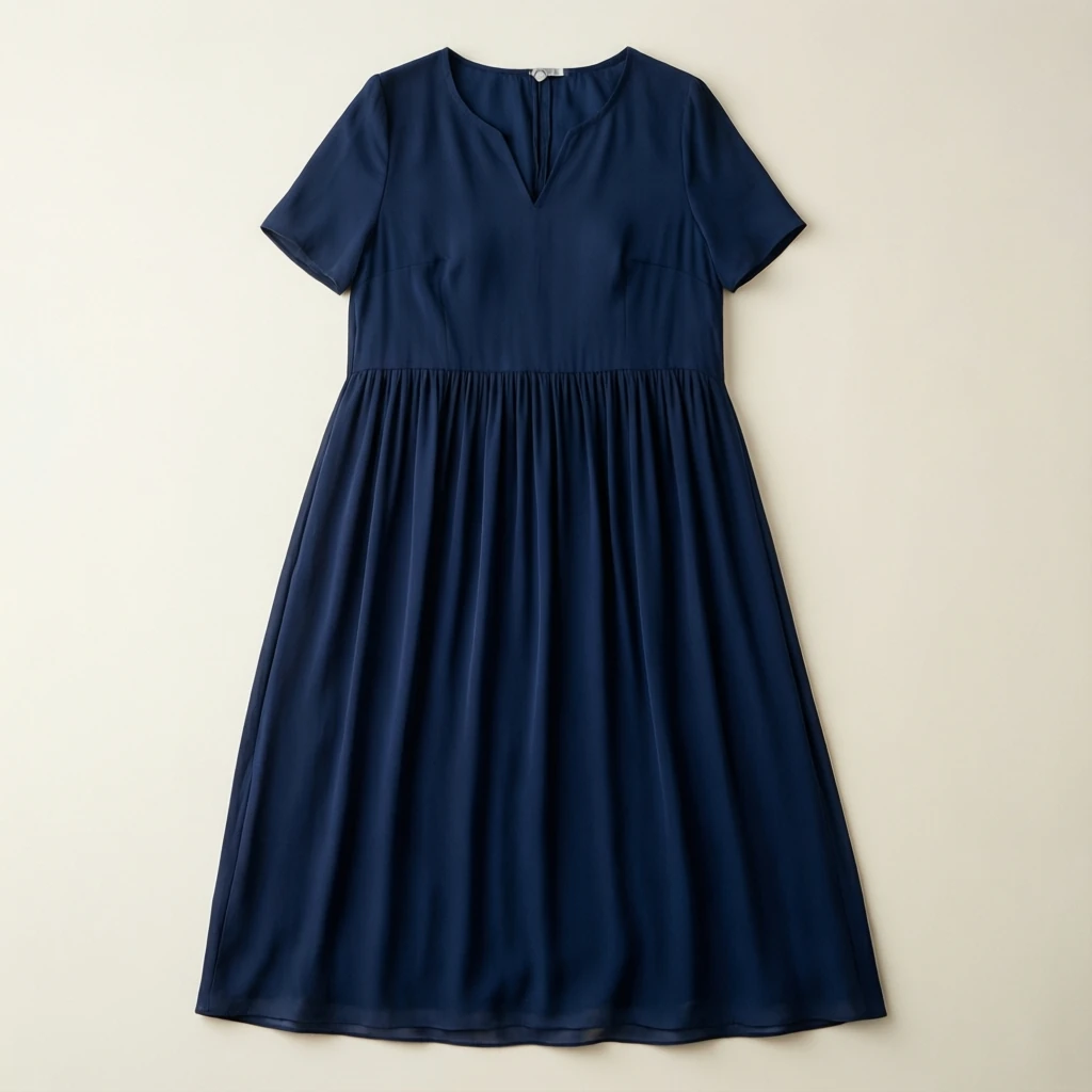 Rayon Midi Dress Navy