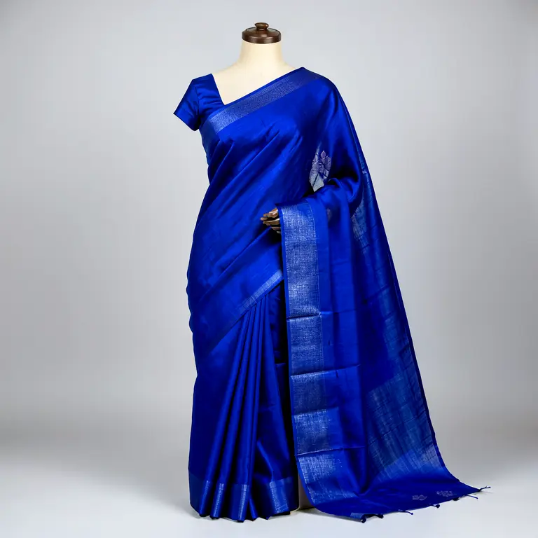 Lightweight Linen Saree Blue
