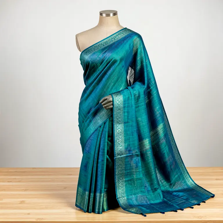 Lightweight Block Print Saree Blue