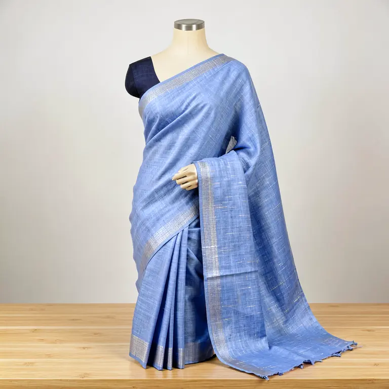Ethnic Linen Saree Blue