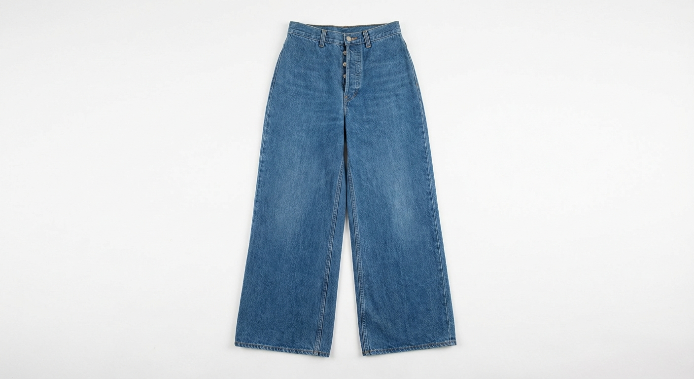 Wide-Leg Denim Trousers — Medium Wash