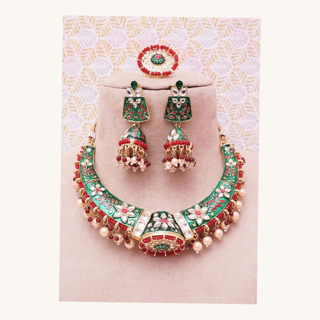 Meenakari Necklace Set - View 1