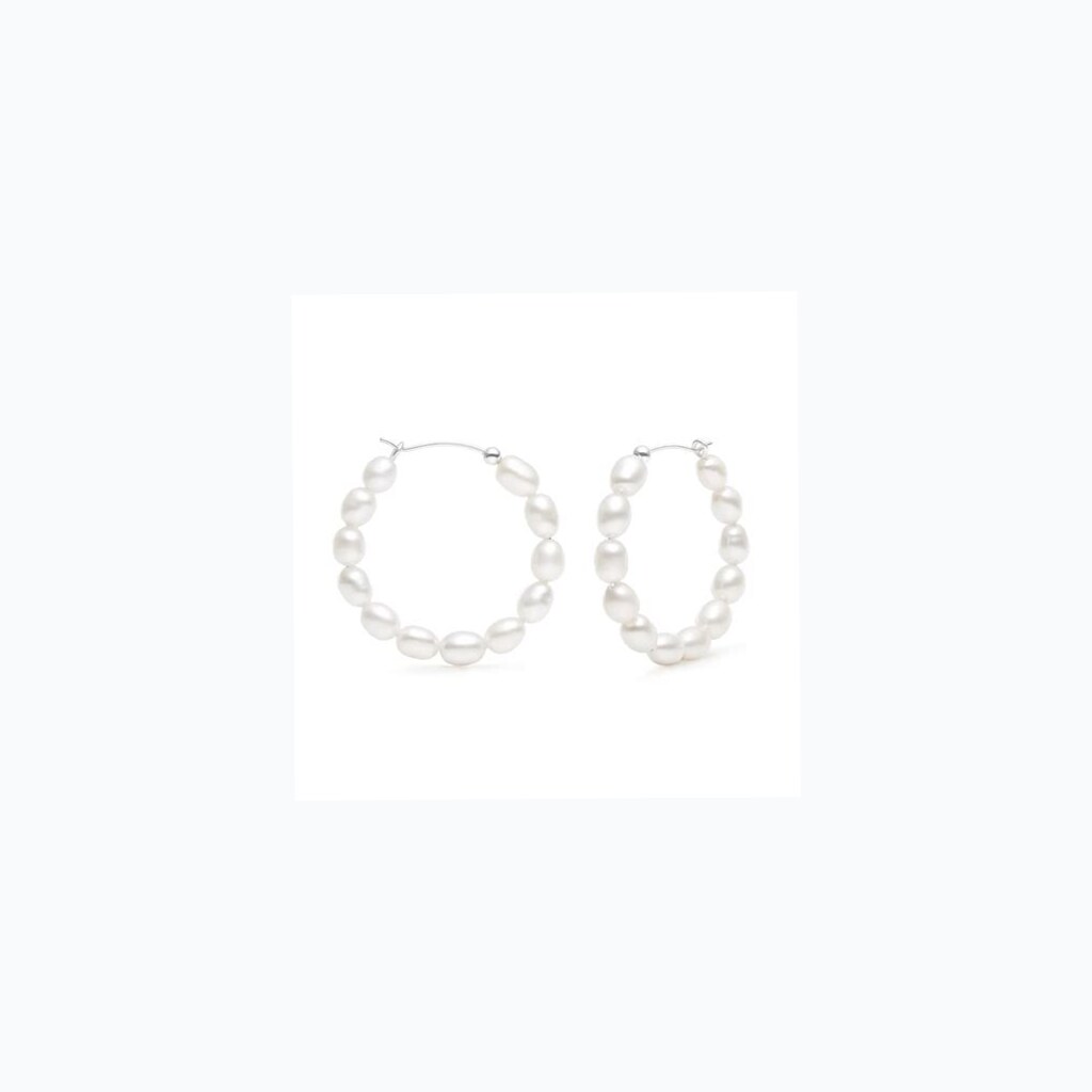 Pearl Hoop Earrings - View 1