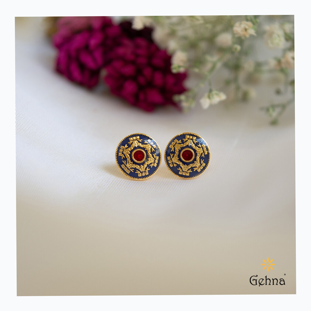 Meenakari Stud Earrings - View 1